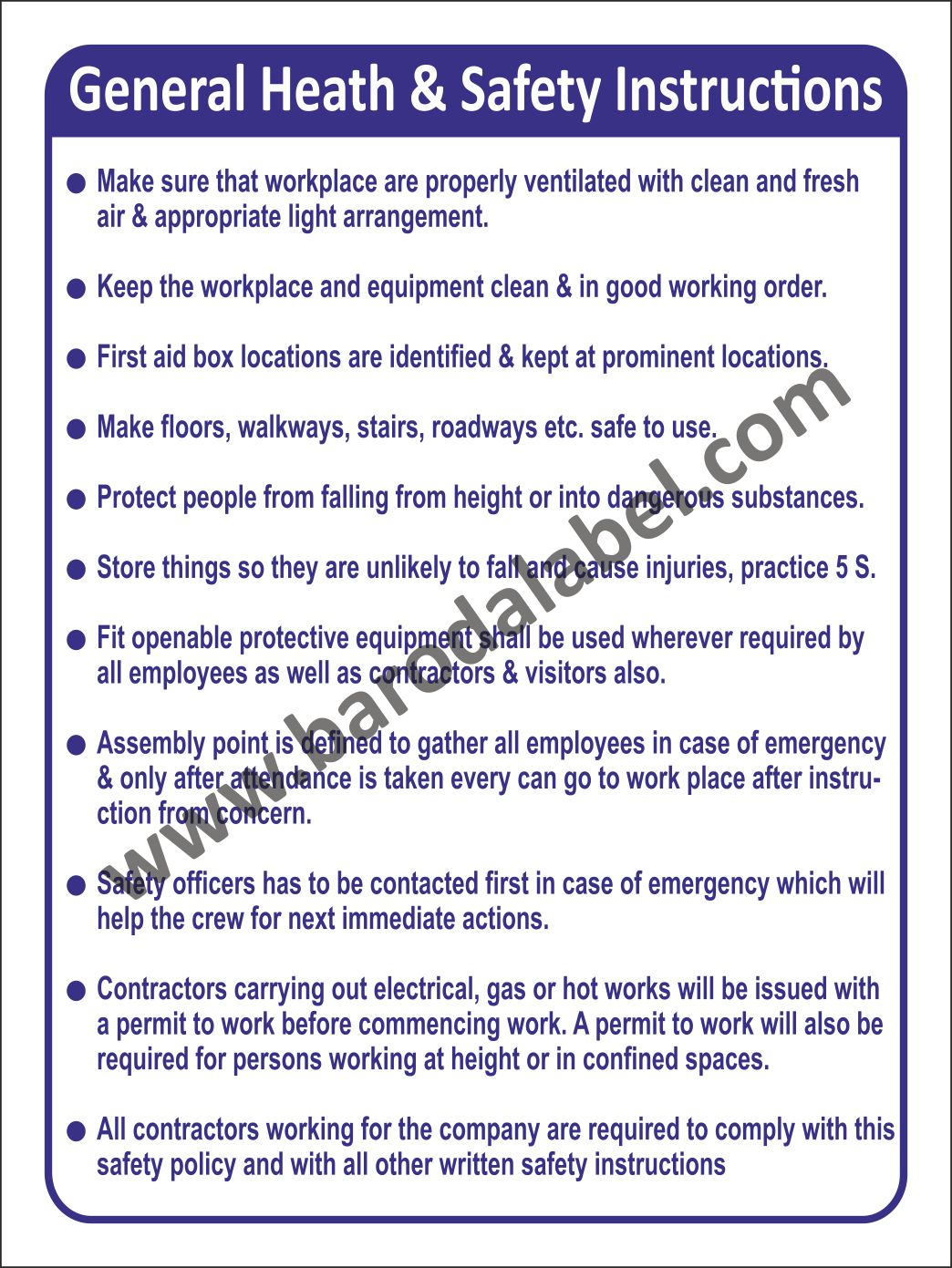 Safety Instruction/Rules